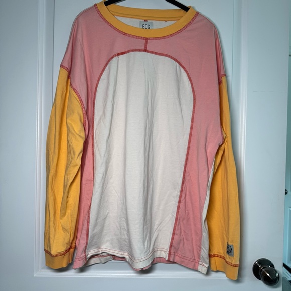 Urban Outfitters BDG Colby Seamed Long Sleeve Tee Color Block Size Medium - Picture 2 of 12